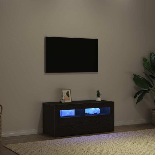 TV-Schränk 90 x 35 x 40 cm Schwarz Eichen-Optik Holzwerkstoff