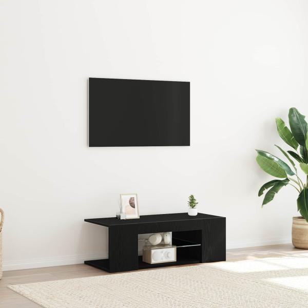 ARDEBO.de - TV-Schränk 90 x 39 x 30 cm Schwarz Eichen-Optik Holzwerkstoff