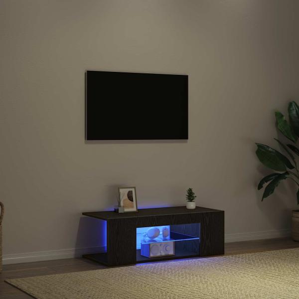 TV-Schränk 90 x 39 x 30 cm Schwarz Eichen-Optik Holzwerkstoff
