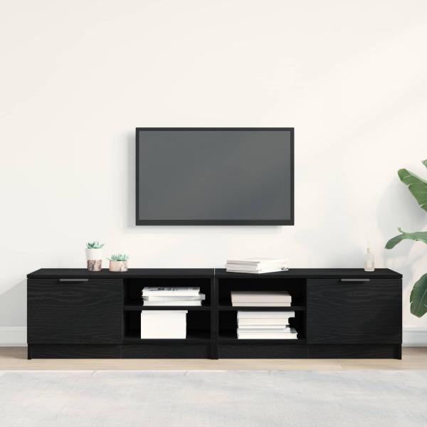 TV-Schränk 2 stk. Schwarz Eichen-Optik Holzwerkstoff