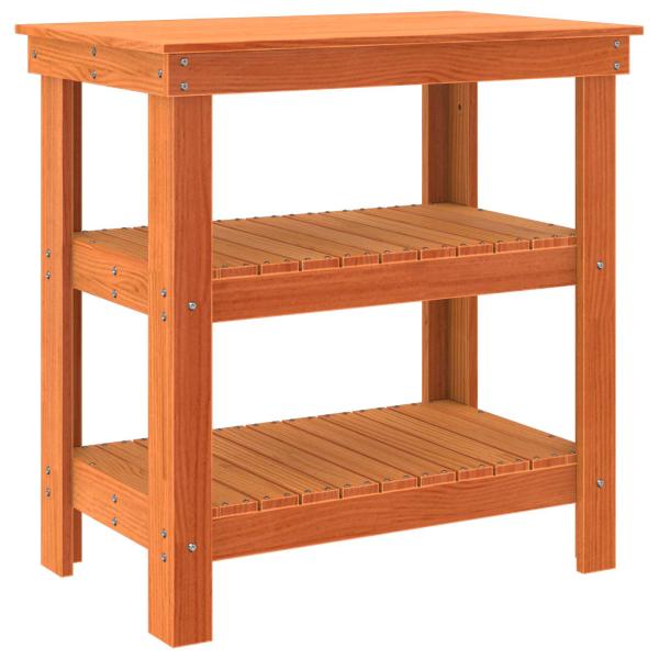 Werkbank mit Regal 78,5 x 50 x 80 cm Massives Kiefernholz