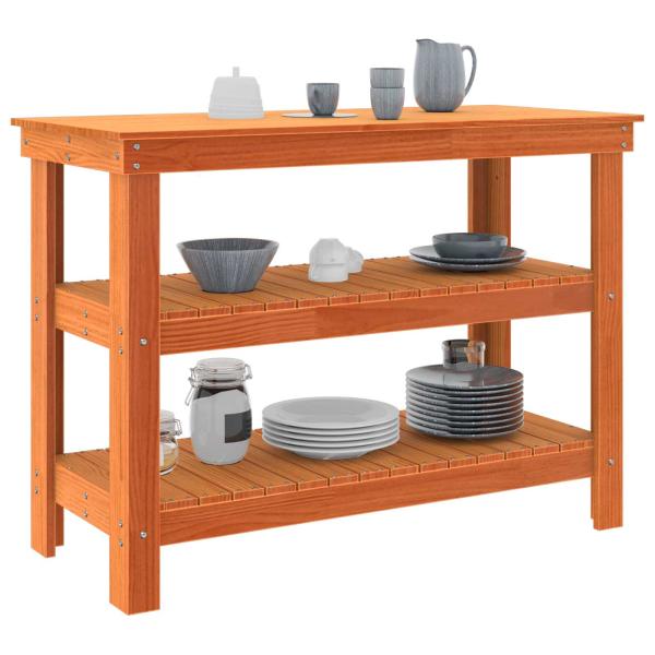 Werkbank mit Regal 110,5 x 50 x 80 cm Massives Kiefernholz