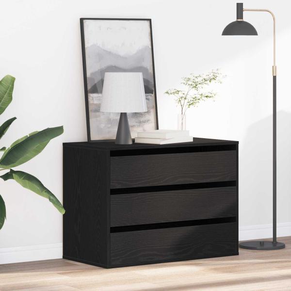 ARDEBO.de - Schubladenschrank 3-Schublade Schwarz 80 x 41 x 58 cm