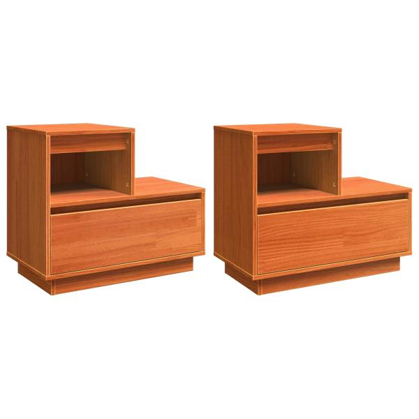 Nachttisch 2 stk. Wachsbraun 60 x 34 x 51 cm Holzwerkstoff