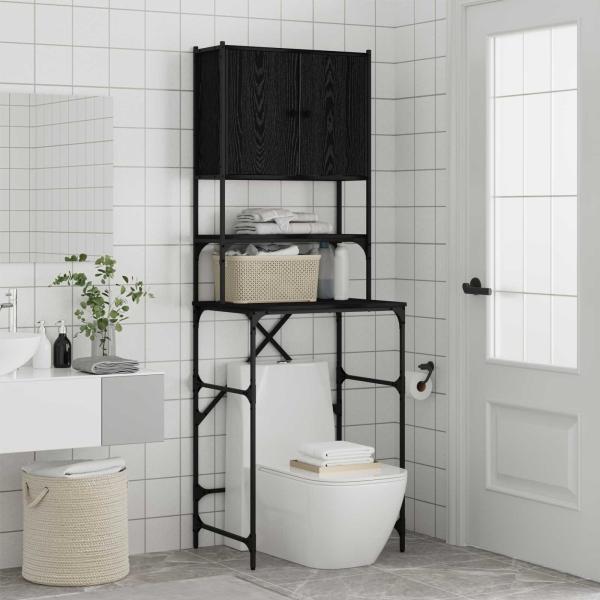 Waschmaschinen-Schrank Schwarz 0ak 68 x 48,5 x 194 cm