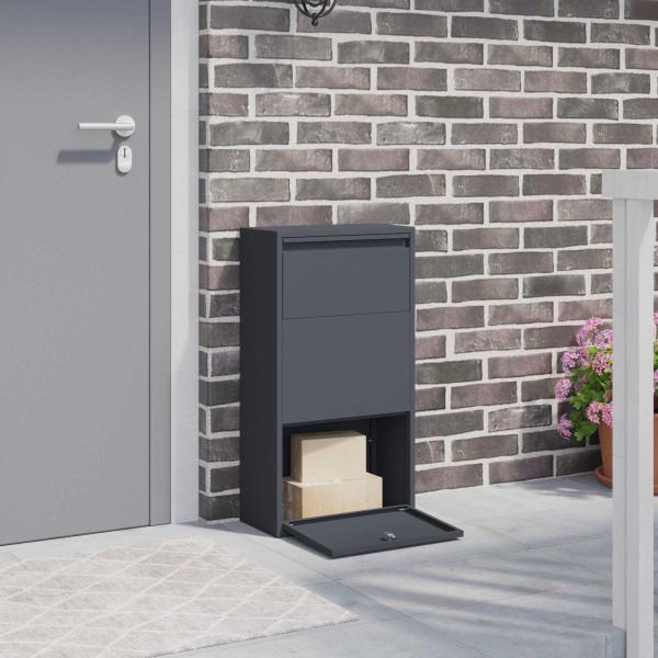 ARDEBO.de - Paketdrop-Box mit Speicher Anthrazit 44 x 22 x 82 cm Stahl
