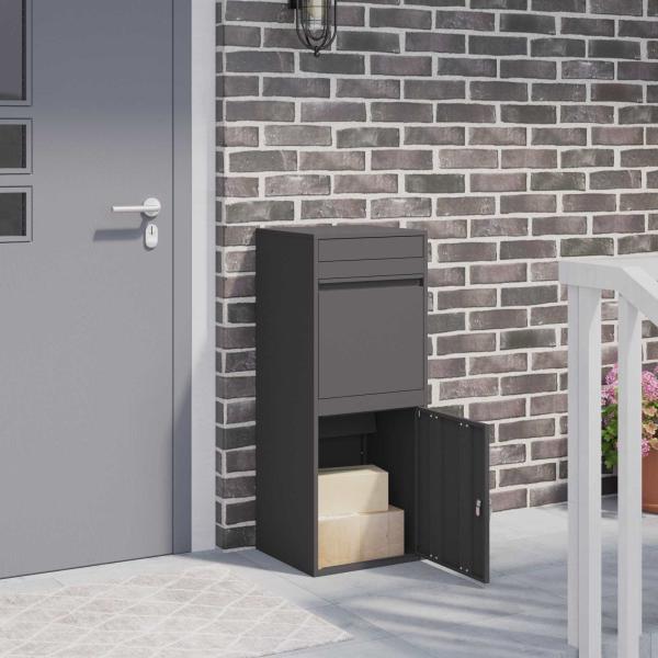 ARDEBO.de - Paketdrop-Box mit Speicher Schwarz 41 x 38 x 103 cm Stahl