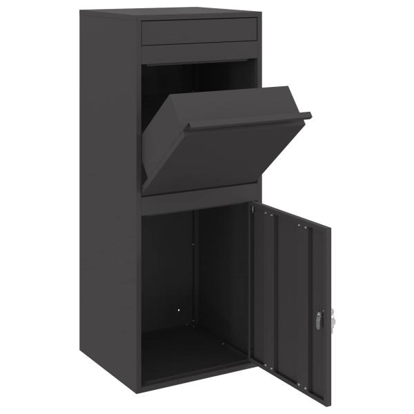 Paketdrop-Box mit Speicher Schwarz 41 x 38 x 103 cm Stahl