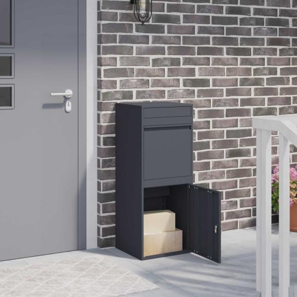 ARDEBO.de - Paketdrop-Box mit Speicher Anthrazit 41 x 38 x 103 cm Stahl