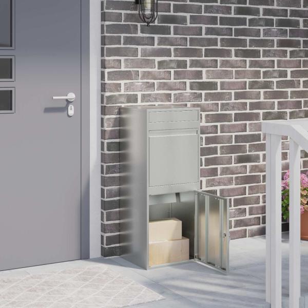 ARDEBO.de - Paketdrop-Box mit Tür Silber 41 x 38 x 103 cm Verzinkter Stahl