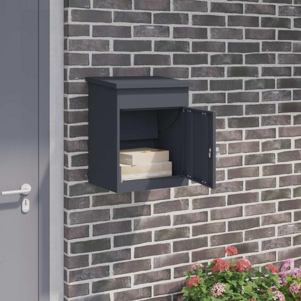 ARDEBO.de - Paketdrop-Box mit Speicher Anthrazit 47,5 x 38 x 59 cm Stahl