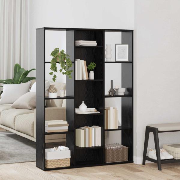 ARDEBO.de - Raumteiler Schwarz Eichen-Optik 100 x 24 x 140 cm Holzwerkstoff