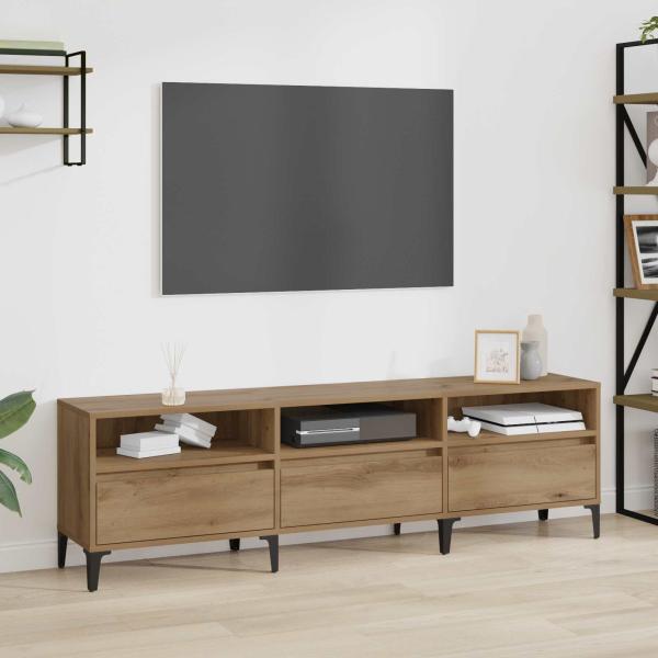 ARDEBO.de - TV-Schränk 150 x 30 x 45 cm Artisan-Eiche Verbundholz und Eisen