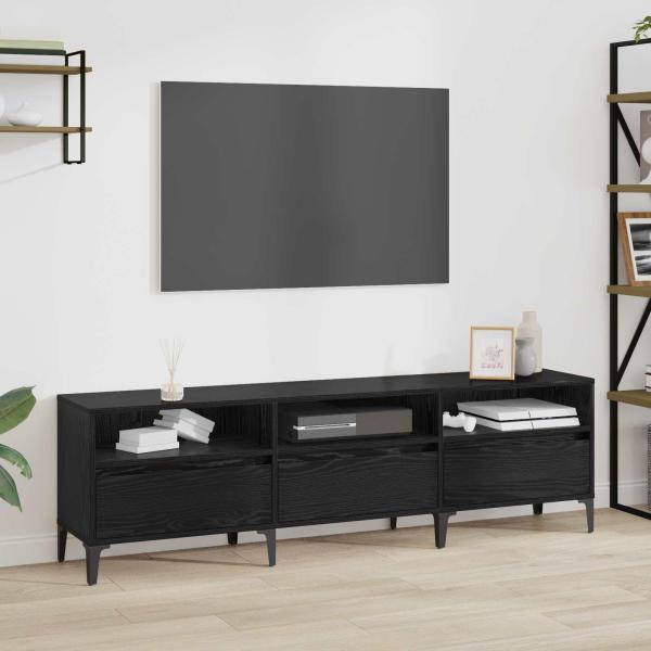 ARDEBO.de - TV-Schränk mit Schubladen Schwarz Eichen-Optik 150 x 30 x 45 cm