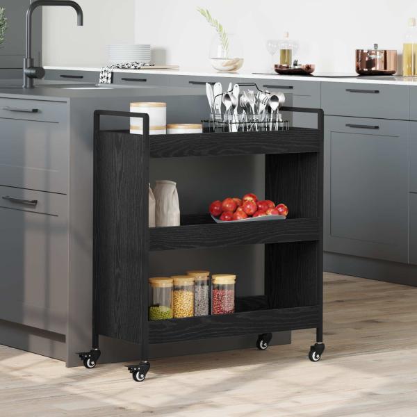 ARDEBO.de - Küchentrolley Schwarz Eichen-Optik 70 x 30 x 82 cm
