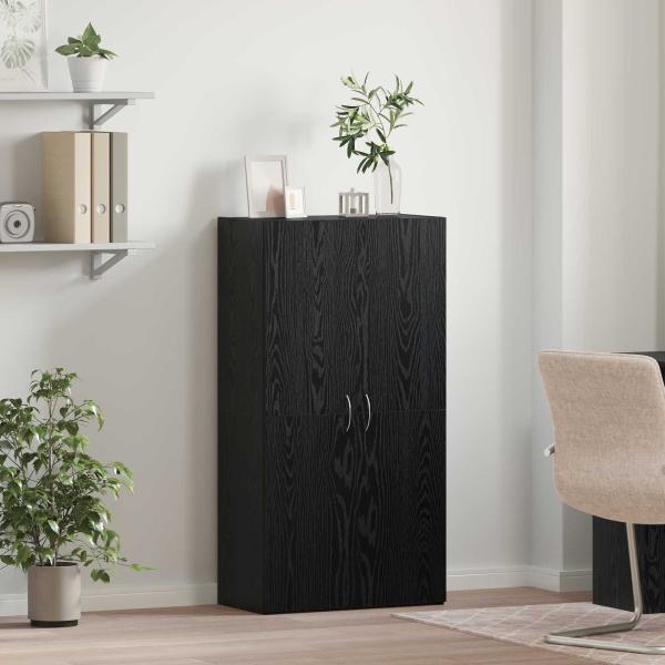 ARDEBO.de - Büroschrank Schwarz Eichen-Optik 60 x 32 x 115 cm Holzwerkstoff