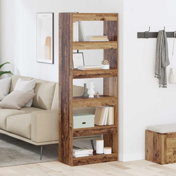 ARDEBO.de - Bücherregal 5 Ebenen 60 x 30 x 166 cm Holzwerkstoff Altholz