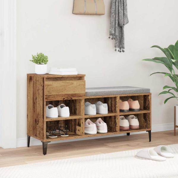 Schuhschrank 102 x 36 x 60 cm Holzwerkstoff Altholz