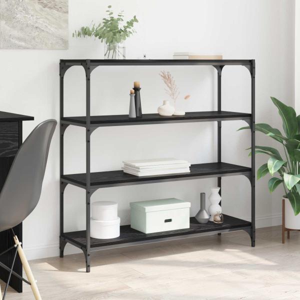 ARDEBO.de - Bücherregal Schwarz Eichen-Optik 100 x 33 x 100 cm
