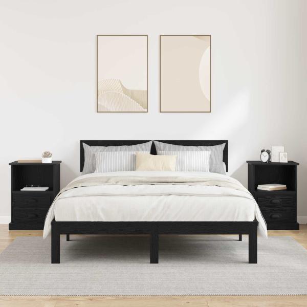 Nachttisch 2 stk. Schwarz Eichen-Optik 36 x 43 x 60 cm