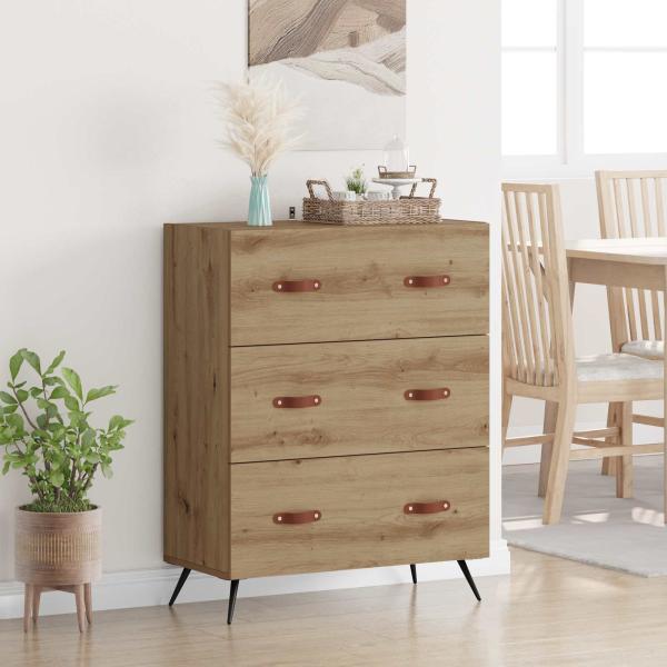 ARDEBO.de - Kommode 3-Schublade Artisan-Eiche 69,5 x 34 x 90 cm