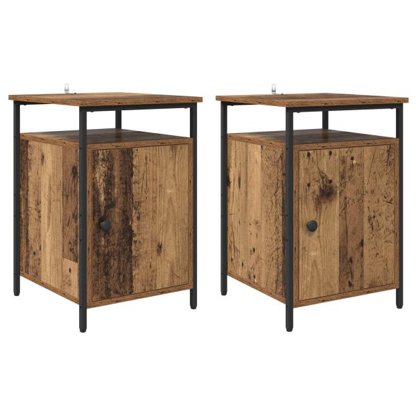 Nachttisch 2 Stk. Altholz 40 x 42 x 60cm Holzwerkstoff