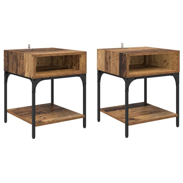 Nachttisch 2 stk. Altholz 40 x 40 x 50 cm Holzwerkstoff