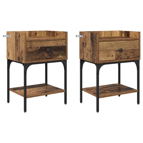 Nachttisch 2 Stk. Altholz 40 x 29 x 60 cm Holzwerkstoff