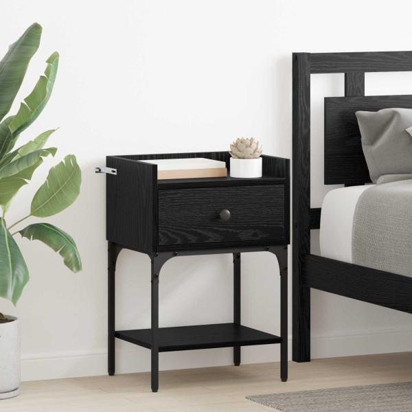 ARDEBO.de - Nachttisch 2 Stk. Schwarz Eichen-Optik 40 x 29 x 60 cm
