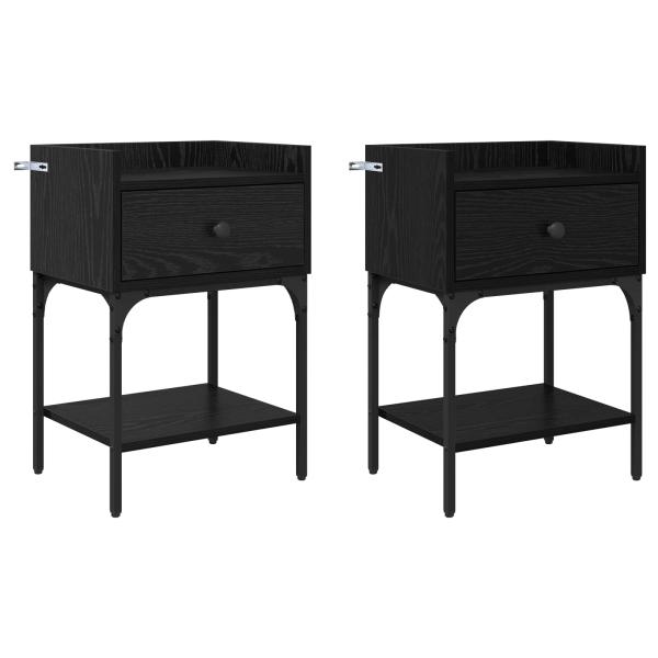 Nachttisch 2 Stk. Schwarz Eichen-Optik 40 x 29 x 60 cm