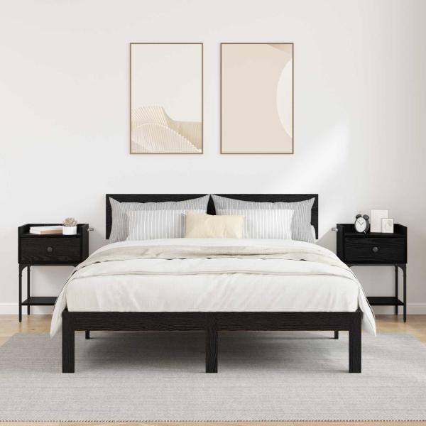 Nachttisch 2 Stk. Schwarz Eichen-Optik 40 x 29 x 60 cm