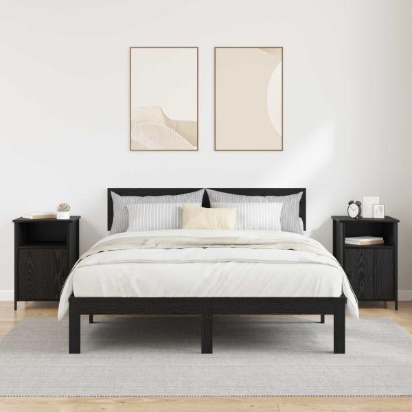 Nachttisch 2 Stk. Schwarz Eichen-Optik 40 x 42 x 60 cm