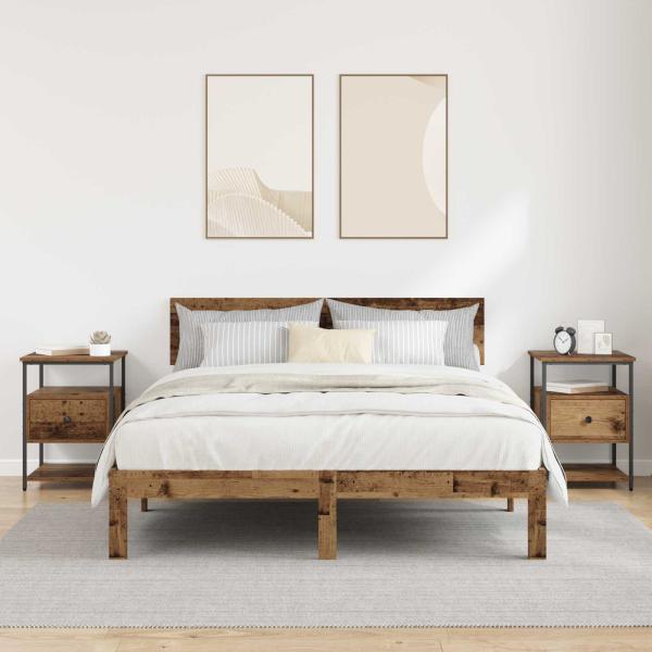 Nachttisch 2 Stk. Altholz 40 x 42 x 56 cm Holzwerkstoff