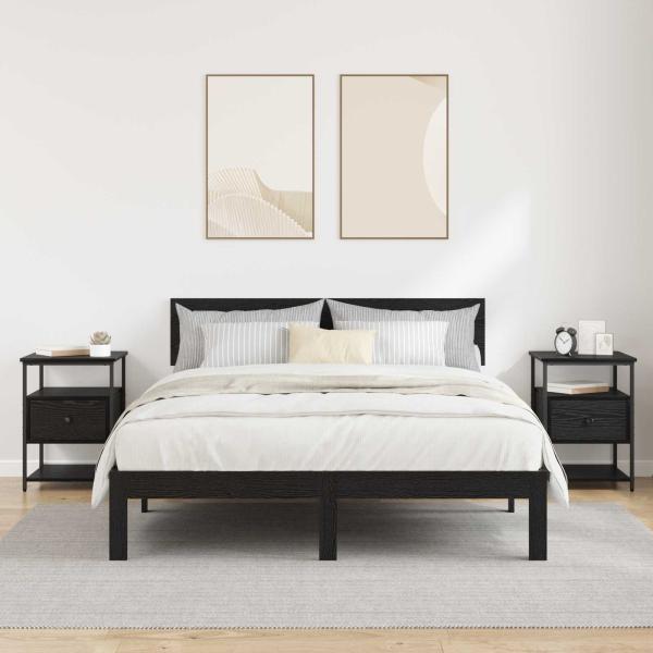 Nachttisch 2 Stk. Schwarz Eichen-Optik 40 x 42 x 56 cm
