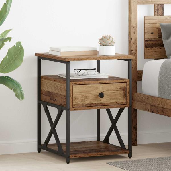 ARDEBO.de - Nachttisch 2 Stk. Altholz 40 x 42 x 55 cm Holzwerkstoff