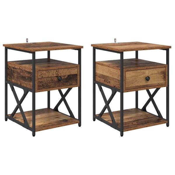 Nachttisch 2 Stk. Altholz 40 x 42 x 55 cm Holzwerkstoff