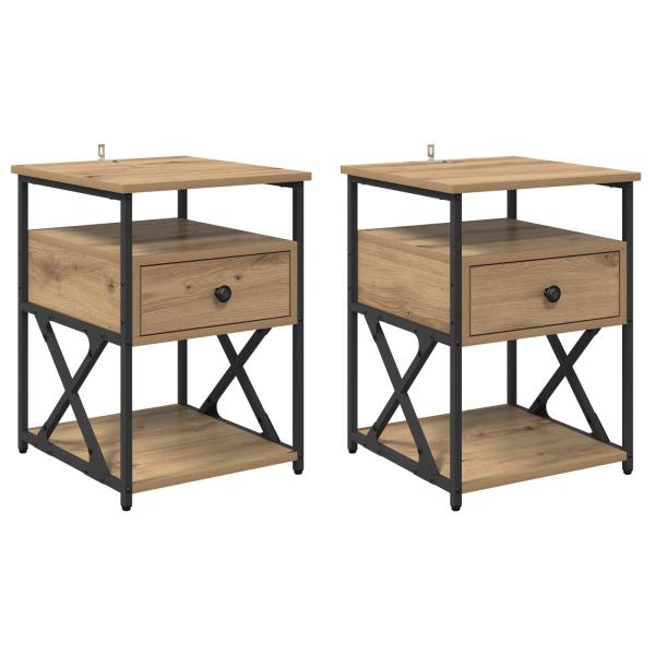 Nachttisch 2 Stk. Artisan-Eiche 40 x 42 x 55 cm Holzwerkstoff