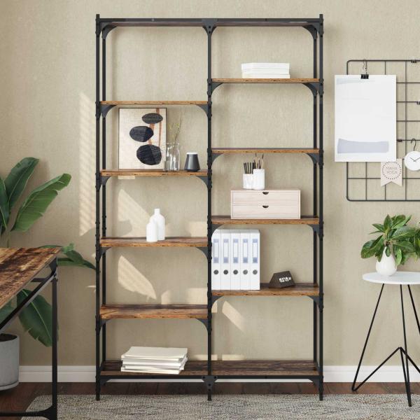 Regal 9 Ebenen 100 x 32 x 170 cm Holzwerkstoff Altholz