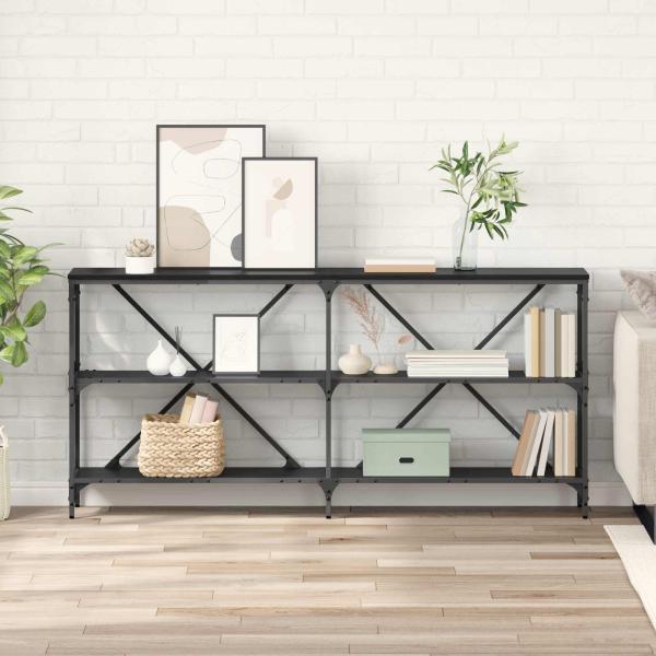 ARDEBO.de - Konsolentisch Schwarz Eichen-Optik 160 x 30 x 75 cm