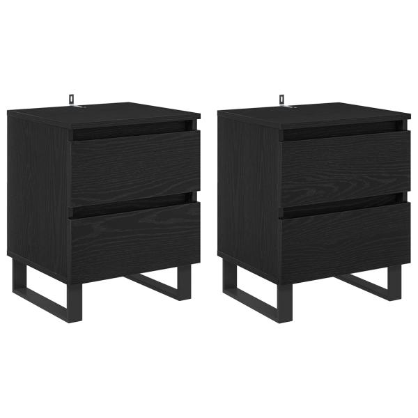 Nachttisch 2 stk. Schwarz Eichen-Optik 40 x 35 x 50 cm