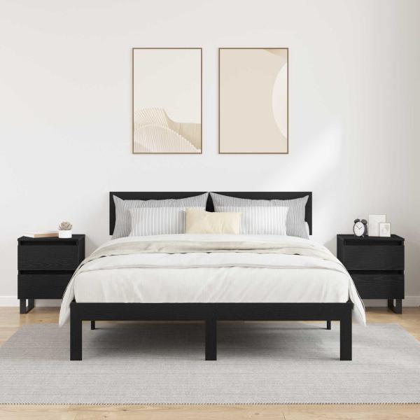 Nachttisch 2 stk. Schwarz Eichen-Optik 40 x 35 x 50 cm