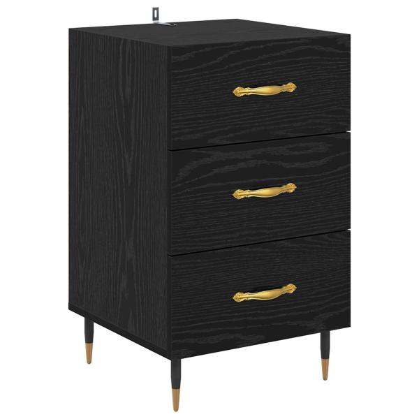 Nachttisch Schwarz Eichen-Optik 40 x 40 x 66 cm Holzwerkstoff
