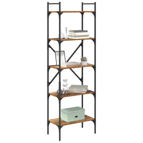 Bücherregal 5 Ebenen 56 x 32 x 174 cm Holzwerkstoff Altholz