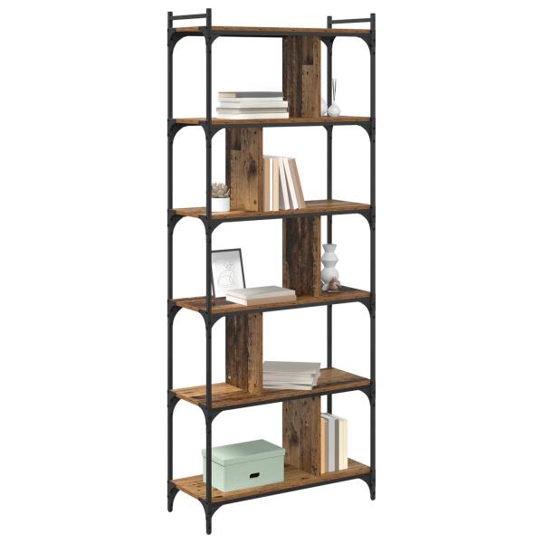 B?cherregal 5 Ebenen 76 x 32 x 192 cm Holzwerkstoff Altholz