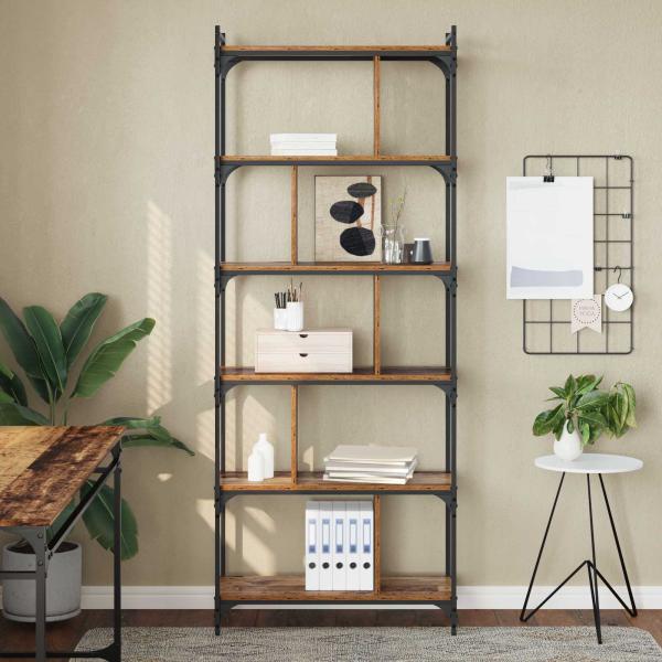 B?cherregal 5 Ebenen 76 x 32 x 192 cm Holzwerkstoff Altholz