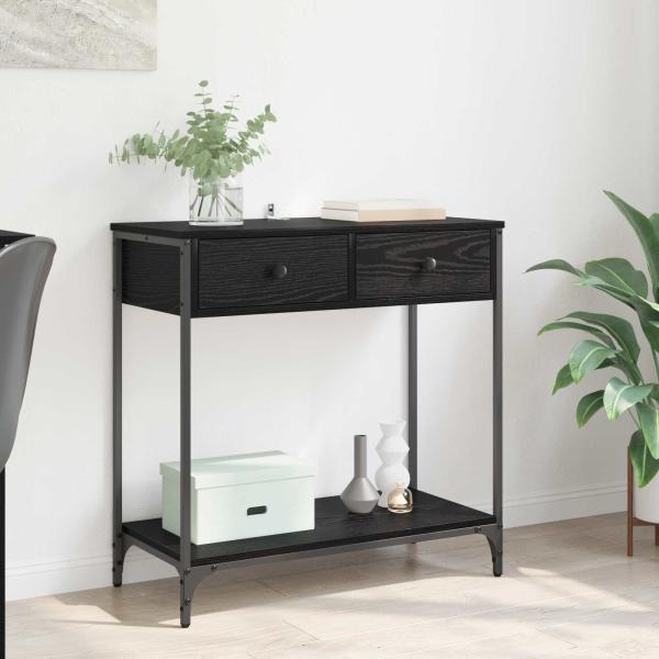 ARDEBO.de - Konsolentisch Schwarz Eichen-Optik 75 x 34,5 x 75 cm