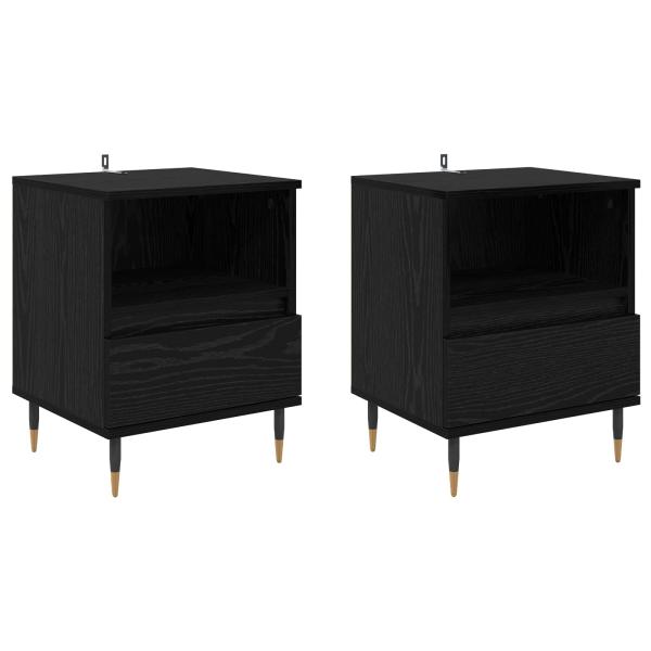 Nachttisch 2 Stk. Schwarz Eichen-Optik 40 x 35 x 50 cm