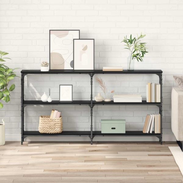 ARDEBO.de - Konsolentisch Schwarz Eichen-Optik 156 x 28 x 80,5 cm