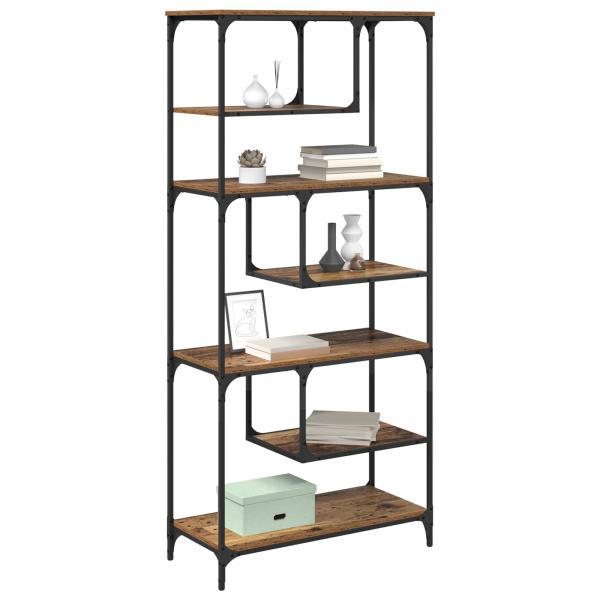 Bücherregal 6 Ebenen 81 x 36 x 176 cm Holzwerkstoff Altholz