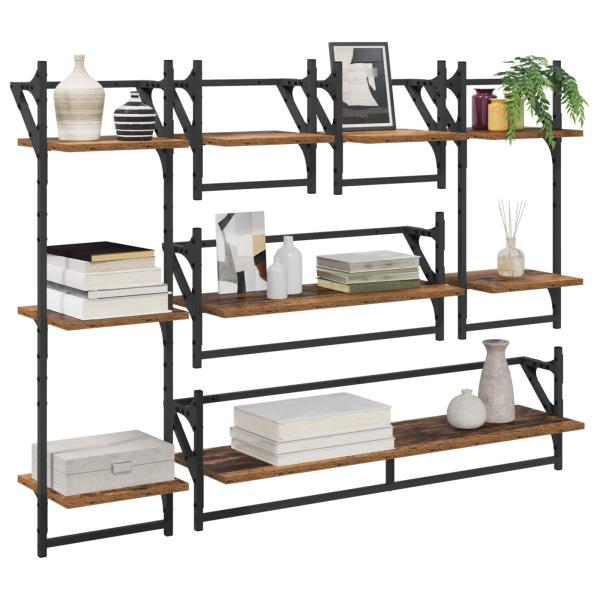 Wandregal-Set 6 stk. Altholz 100 x 25 x 30 cm Holzwerkstoff